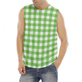 UFO Green And White Buffalo Check Print Men's Fitness Tank Top