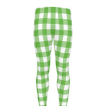 UFO Green And White Buffalo Check Print Men's leggings