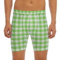 UFO Green And White Buffalo Check Print Men's Long Boxer Briefs
