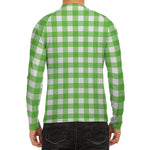 UFO Green And White Buffalo Check Print Men's Long Sleeve Rash Guard