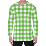 UFO Green And White Buffalo Check Print Men's Long Sleeve T-Shirt