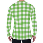 UFO Green And White Buffalo Check Print Men's Long Sleeve T-Shirt