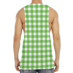 UFO Green And White Buffalo Check Print Men's Muscle Tank Top