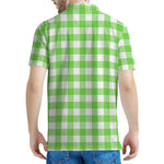 UFO Green And White Buffalo Check Print Men's Polo Shirt