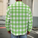 UFO Green And White Buffalo Check Print Men's Shirt Jacket