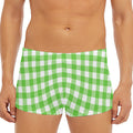 UFO Green And White Buffalo Check Print Men's Short Boxer Briefs