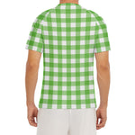 UFO Green And White Buffalo Check Print Men's Short Sleeve Rash Guard