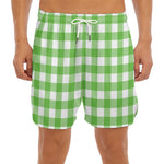 UFO Green And White Buffalo Check Print Men's Split Running Shorts