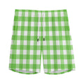 UFO Green And White Buffalo Check Print Men's Athletic Shorts