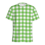 UFO Green And White Buffalo Check Print Men's Sports T-Shirt