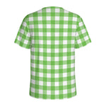 UFO Green And White Buffalo Check Print Men's Sports T-Shirt