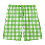 UFO Green And White Buffalo Check Print Men's Swim Trunks