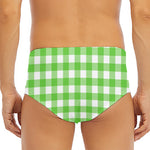 UFO Green And White Buffalo Check Print Men's Triangle Swim Briefs