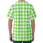 UFO Green And White Buffalo Check Print Men's Velvet T-Shirt