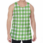 UFO Green And White Buffalo Check Print Men's Velvet Tank Top