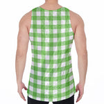 UFO Green And White Buffalo Check Print Men's Velvet Tank Top
