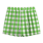 UFO Green And White Buffalo Check Print Mesh Shorts