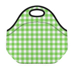 UFO Green And White Buffalo Check Print Neoprene Lunch Bag