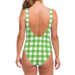 UFO Green And White Buffalo Check Print One Piece Swimsuit