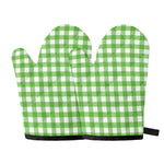 UFO Green And White Buffalo Check Print Oven Mitts