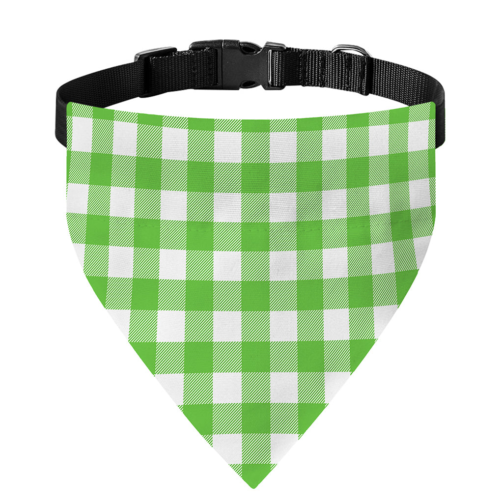 UFO Green And White Buffalo Check Print Over The Collar Dog Bandana