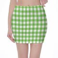 UFO Green And White Buffalo Check Print Pencil Mini Skirt