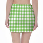 UFO Green And White Buffalo Check Print Pencil Mini Skirt