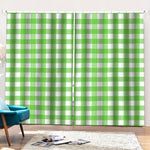 UFO Green And White Buffalo Check Print Pencil Pleat Curtains