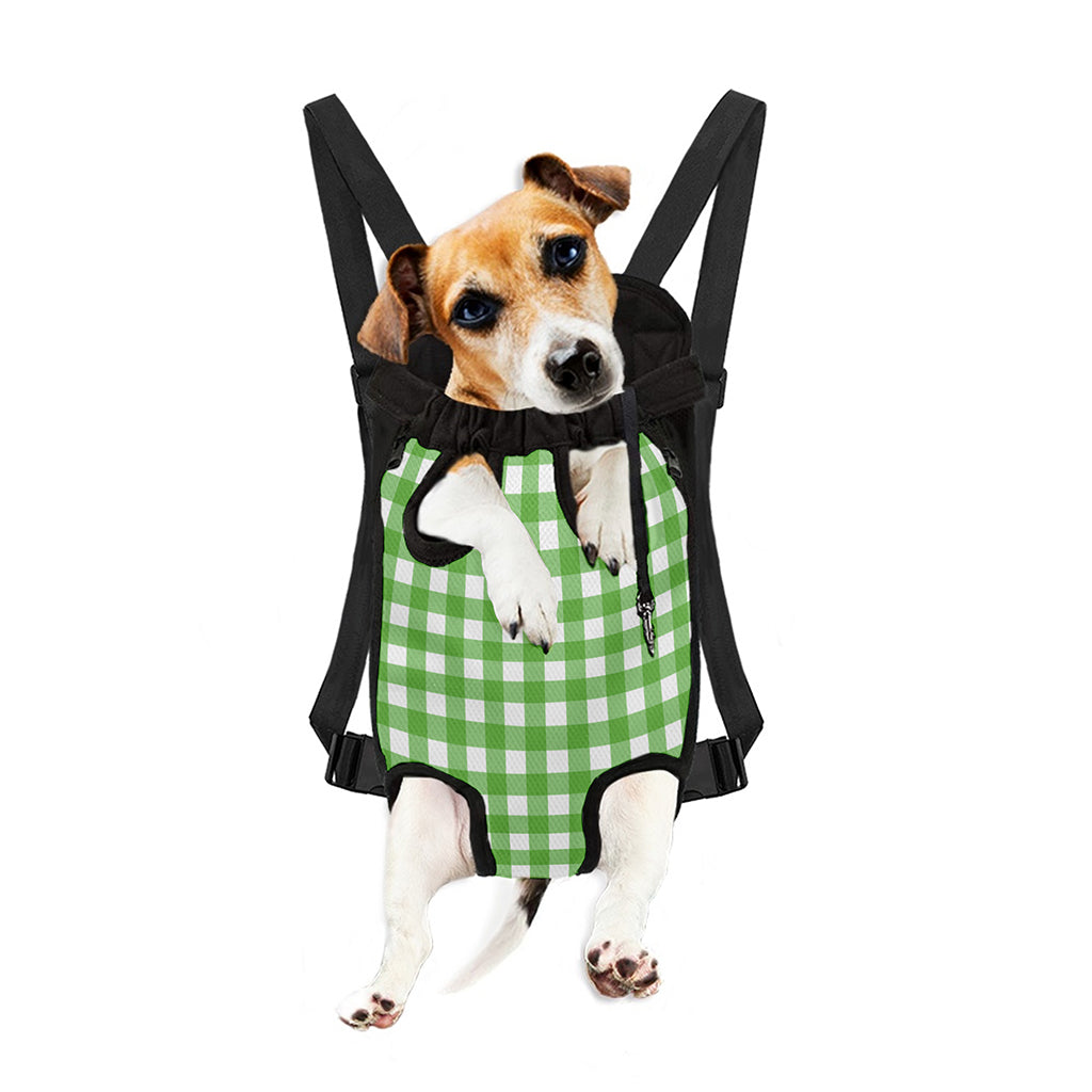 UFO Green And White Buffalo Check Print Pet Carrier Backpack