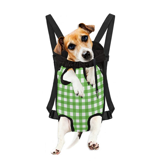 UFO Green And White Buffalo Check Print Pet Carrier Backpack