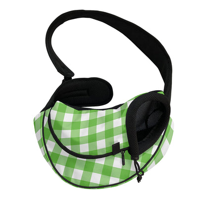 UFO Green And White Buffalo Check Print Pet Sling Carrier