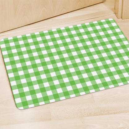 UFO Green And White Buffalo Check Print Polyester Doormat