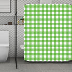 UFO Green And White Buffalo Check Print Polyester Shower Curtain