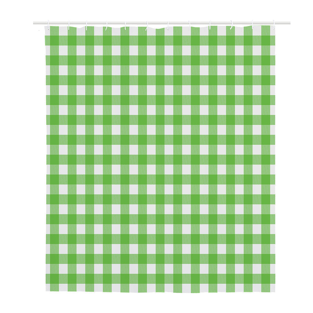 UFO Green And White Buffalo Check Print Polyester Shower Curtain