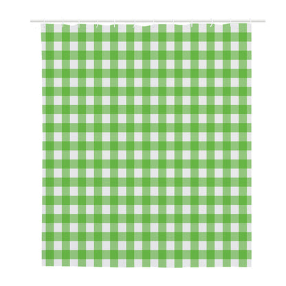 UFO Green And White Buffalo Check Print Polyester Shower Curtain