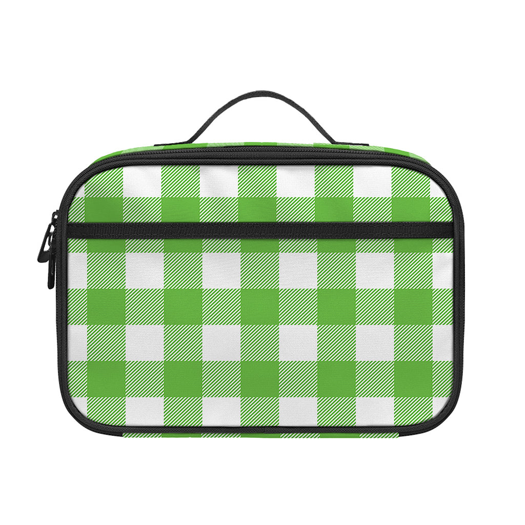 UFO Green And White Buffalo Check Print Portable Lunch Bag