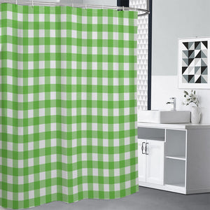 UFO Green And White Buffalo Check Print Premium Shower Curtain