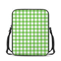 UFO Green And White Buffalo Check Print Rectangular Crossbody Bag