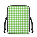 UFO Green And White Buffalo Check Print Rectangular Crossbody Bag