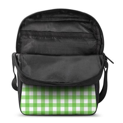 UFO Green And White Buffalo Check Print Rectangular Crossbody Bag