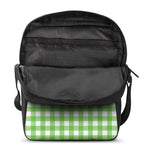 UFO Green And White Buffalo Check Print Rectangular Crossbody Bag