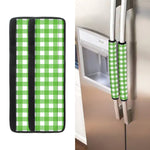 UFO Green And White Buffalo Check Print Refrigerator Handle Covers