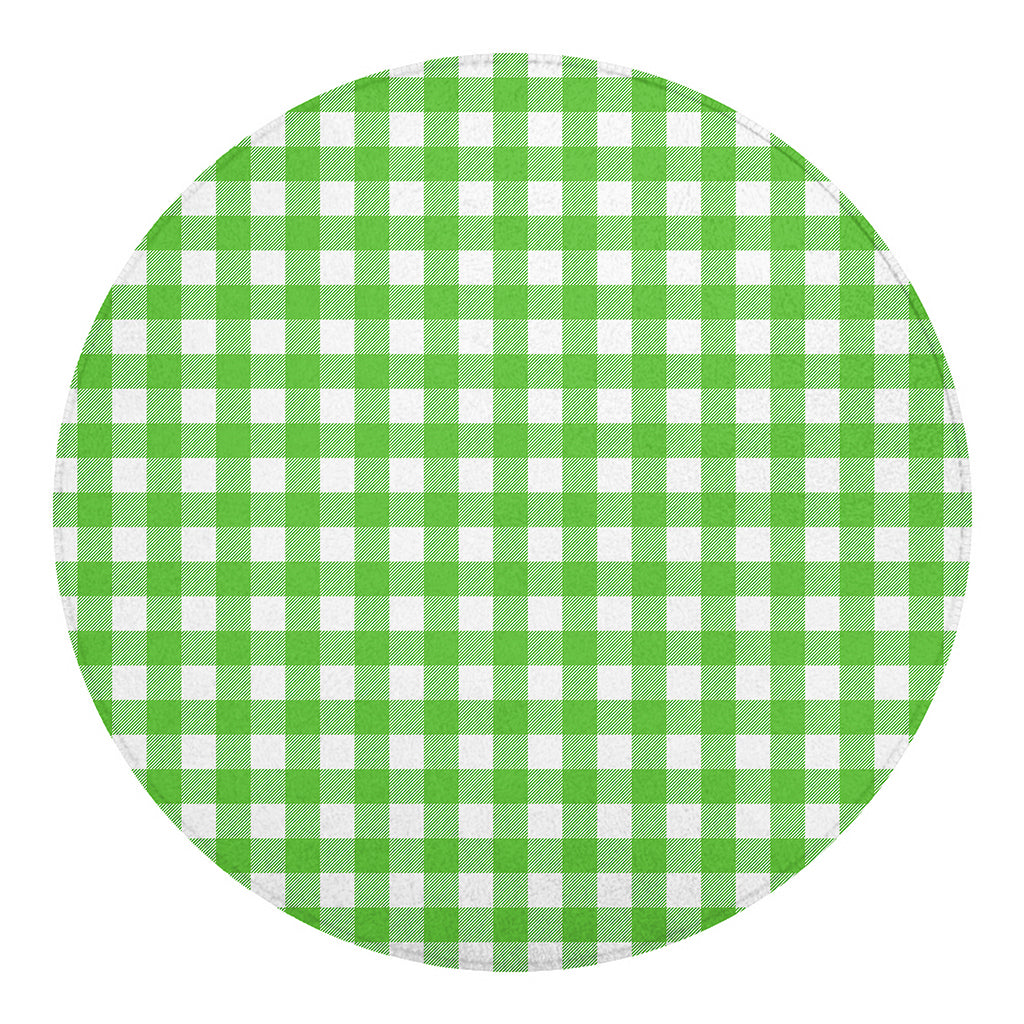 UFO Green And White Buffalo Check Print Round Blanket