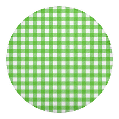 UFO Green And White Buffalo Check Print Round Blanket