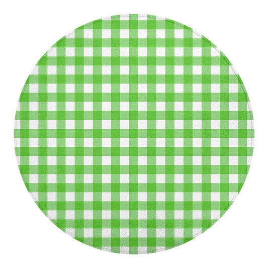 UFO Green And White Buffalo Check Print Round Blanket
