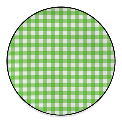 UFO Green And White Buffalo Check Print Round Floor Mat