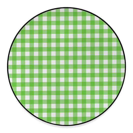 UFO Green And White Buffalo Check Print Round Floor Mat