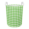 UFO Green And White Buffalo Check Print Round Laundry Basket