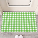 UFO Green And White Buffalo Check Print Rubber Doormat