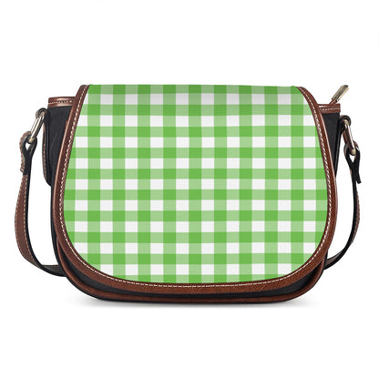 UFO Green And White Buffalo Check Print Saddle Bag